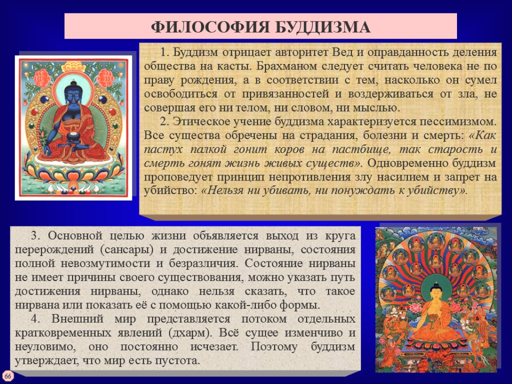 ФИЛОСОФИЯ БУДДИЗМА 1. Буддизм отрицает авторитет Вед и оправданность деления общества на касты. Брахманом